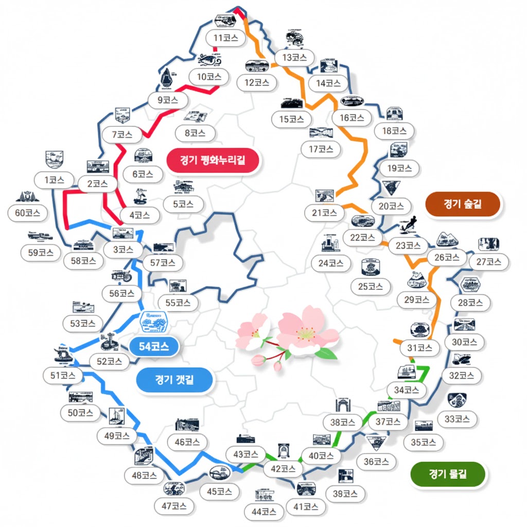 경기둘레길, 총 60코스 안내지도