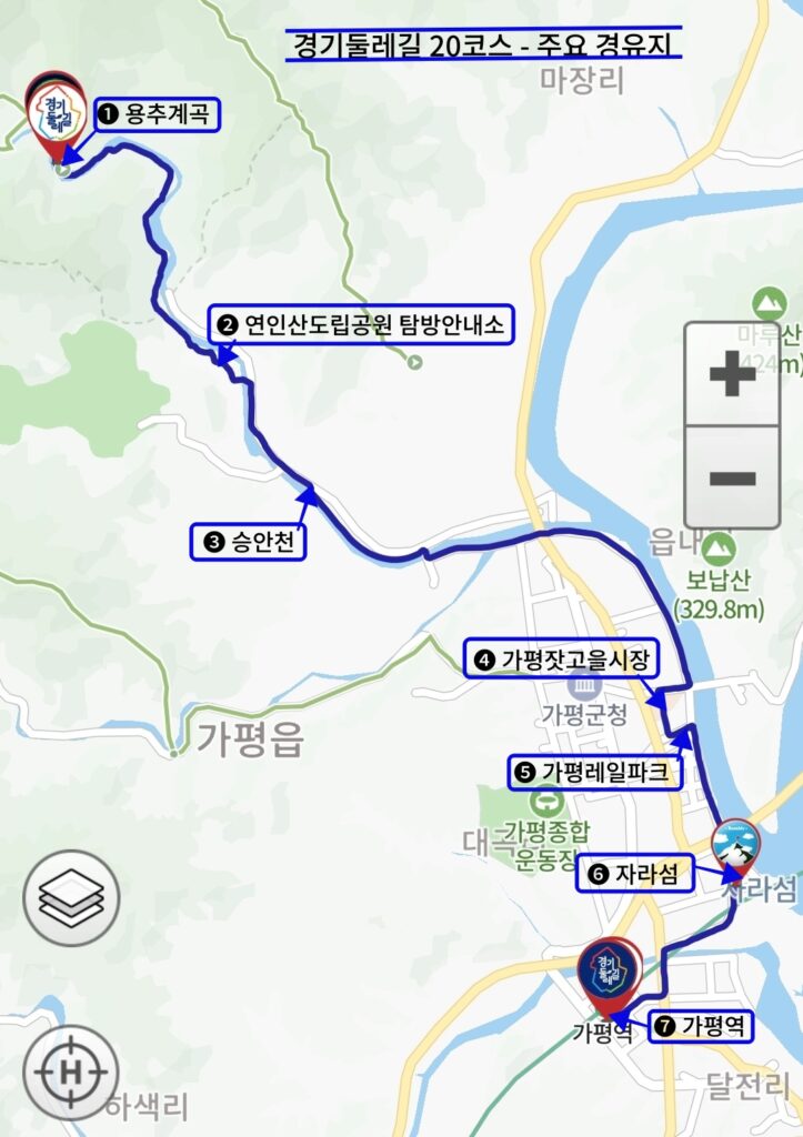 경기둘레길 20코스, 주요 경유지 안내