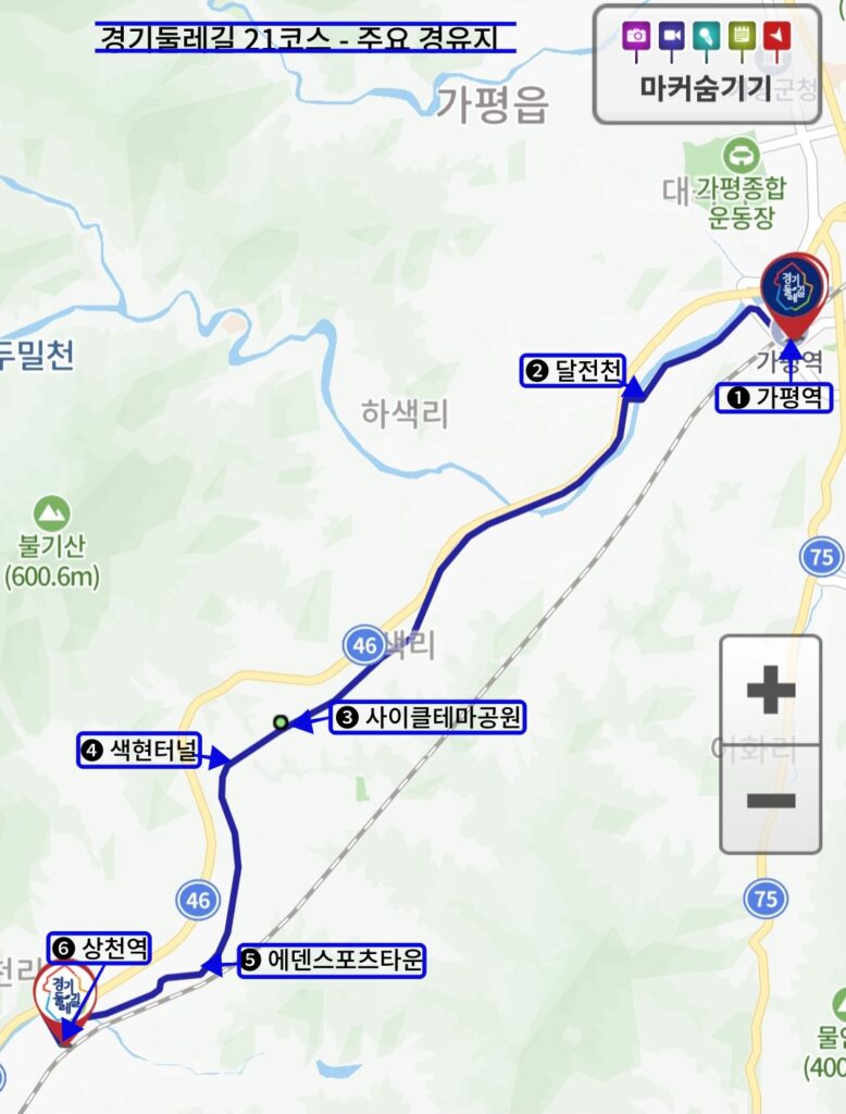 경기둘레길 21코스, 주요 경유지 안내