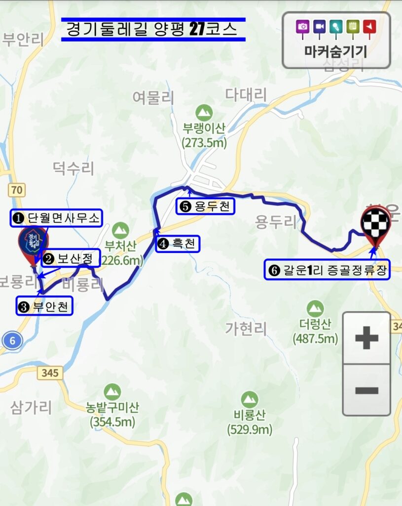 경기둘레길 27코스, 주요 경유지
