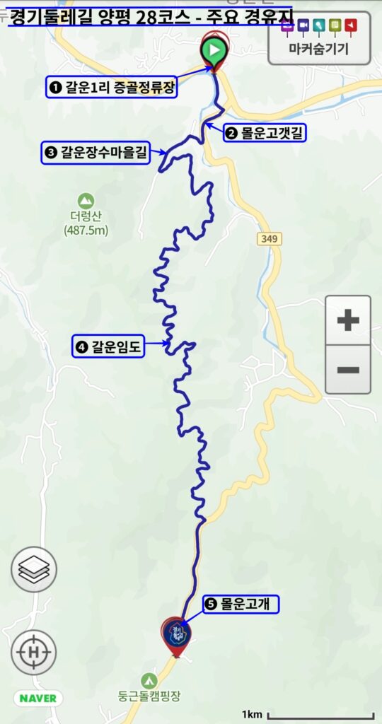 경기둘레길 28코스, 주요 경유지 안내지도