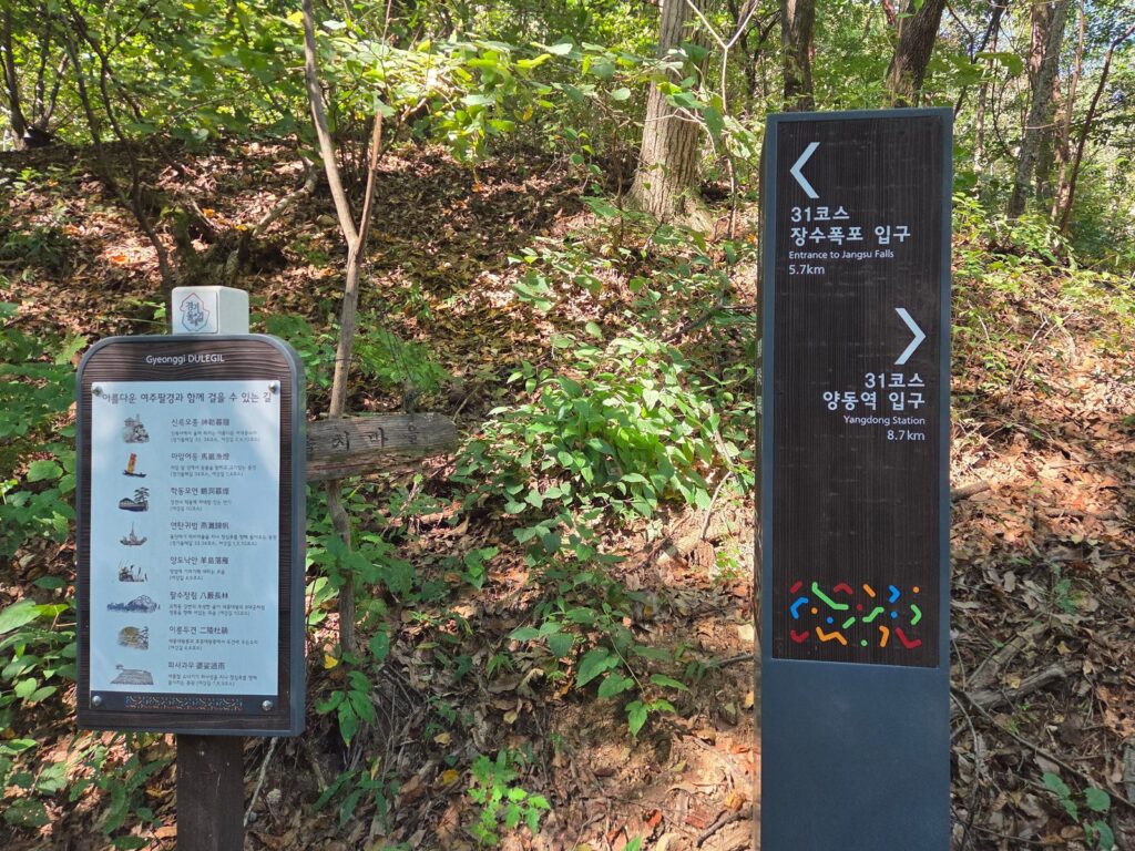 경기둘레길 31코스, 곰지기재 코스 안내 표지판