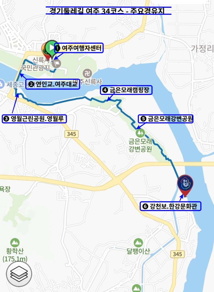 경기둘레길 34코스, 주요경유지